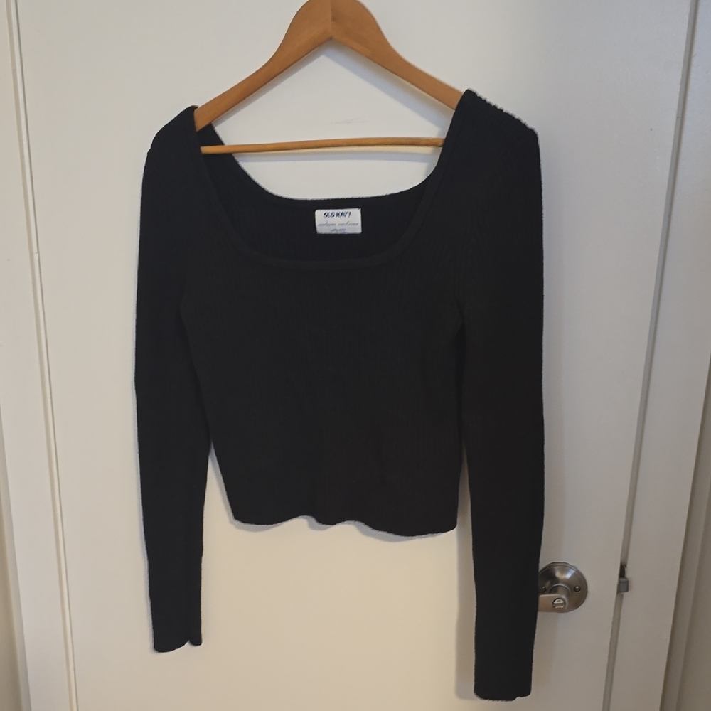 Old Navy Black Long Sleeve Ribbed Top